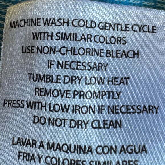 SEGMENTS Tencel Tunic V Neck 3/4 Sleeve Curved Hem Ribbed Texture Delphinium XL - Picture 7 of 7